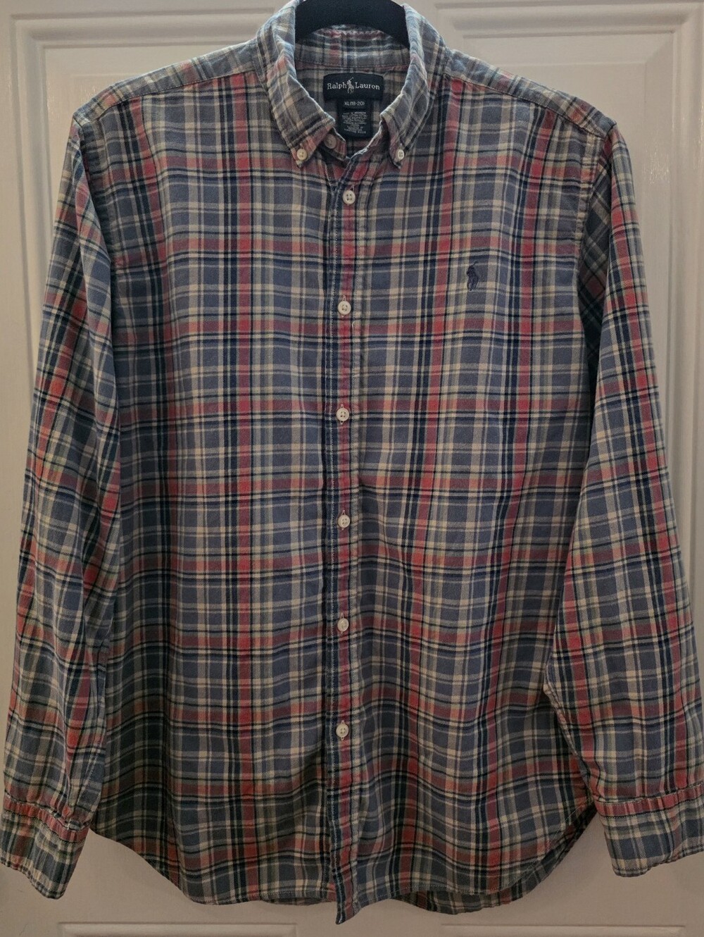 Ralph Lauren Navy, Red & Cream Plaid Button-Down Shirt